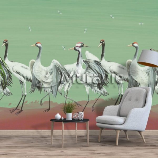 Green Storks Wall Mural Wallpaper