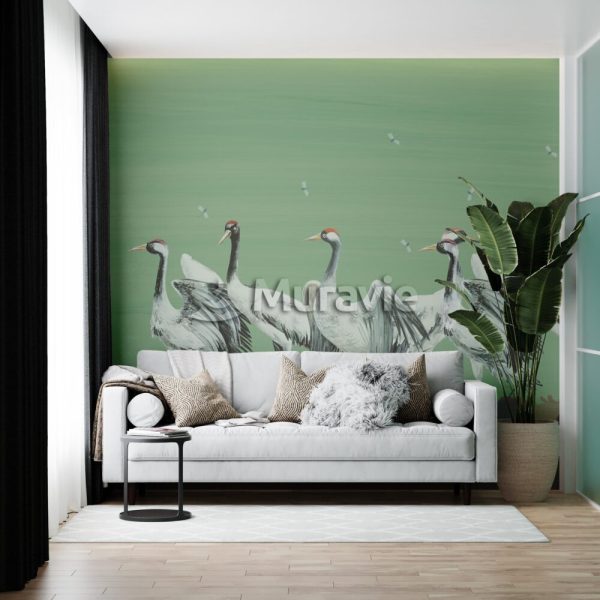 Green Storks Wall Mural Wallpaper