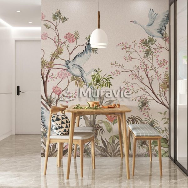 Chinoiserie Birds And Roses Wall Mural