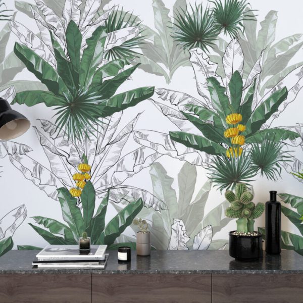 Banana Leaf Tropical Wall Mural Wallpaper