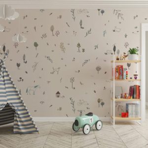 Vintage Tiny Patterns Minimalist Nursery Wallpaper , Simple Wall Mural for Baby Room