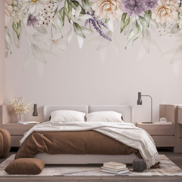 Pastel Colors Flowers Wall Mural Wallpaper