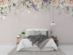 Bohemian Style Floral Wallpaper , Removable Pastel Colors Flowers Wall Mural