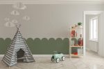 Simple Green Wallpaper , Nursery Decor Pastel Boho Decor, Boheminan Style Wall Mural