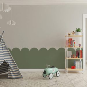 Simple Green Wallpaper , Nursery Decor Pastel Boho Decor, Boheminan Style Wall Mural