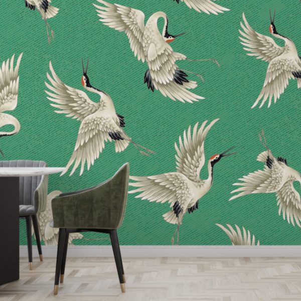 Stork Birds Figured Wall Mural Wallpaper