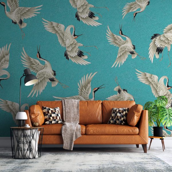 Adhesived Wallposter - Four Diffirent Colors Stork Mural - Birds Figured Mural