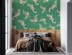 Adhesived Wallposter , Four Diffirent Colors Stork Mural , Birds Figured Mural