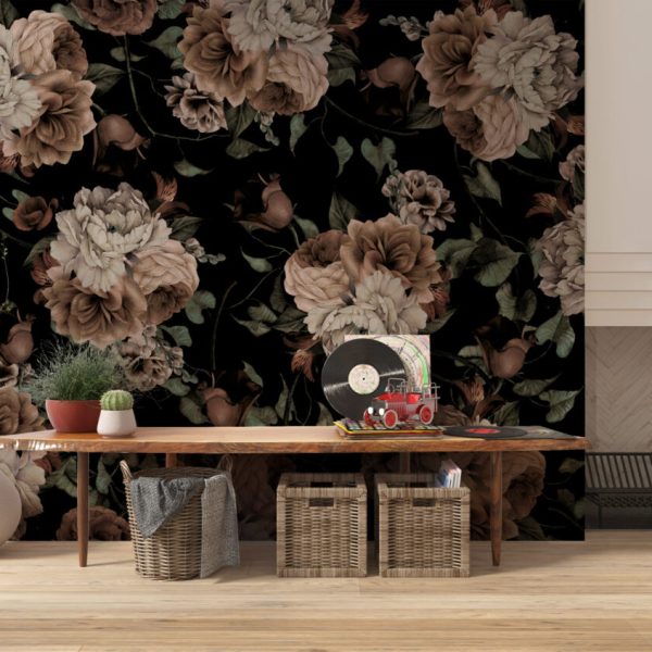 Big Vintage Flowers Removable Wall Mural