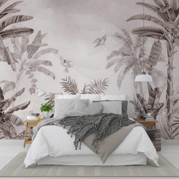Palm Tree And Birds Wall Mural Wallpaper