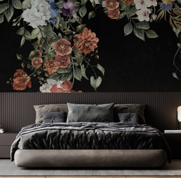 Dark Floral Wall Mural Wallpaper
