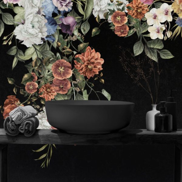 Dark Floral Wall Mural Wallpaper