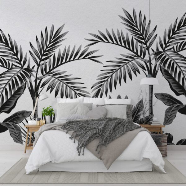 Black And White Tropical Tree Wallpaper