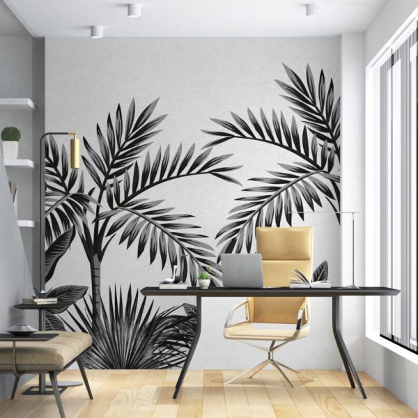 Black And White Tropical Tree Wallpaper