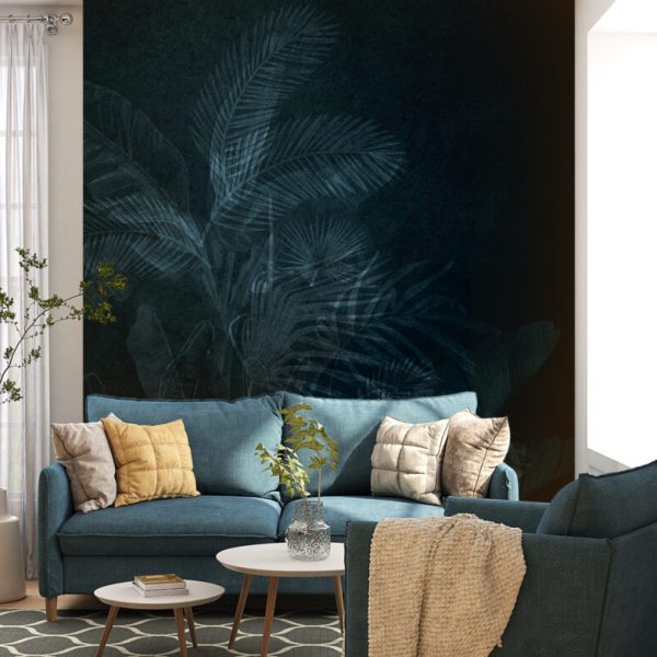 Blue Background Jungle Mural Wallpaper