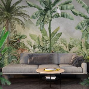 Tropical JUNGLE Exotic Wallpaper , Living Room Decor