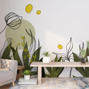 Boho Bushes Flowery Abstract Wallpaper