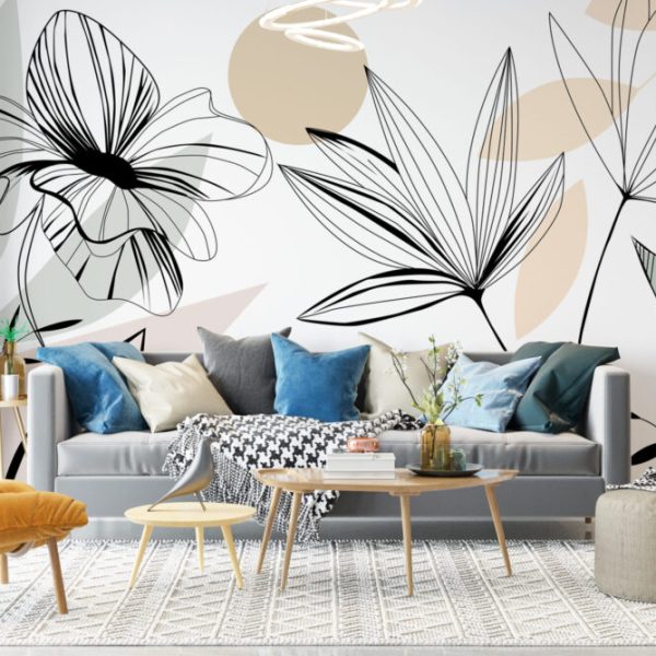 Flowery Abstract Wall Mural Wallpaper