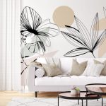 Boho Flowery Abstract Wallpaper , Flowers and Butterfly Wallposter