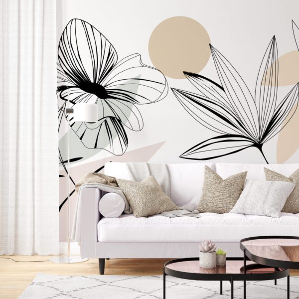 Boho Flowery Abstract Wallpaper , Flowers And Butterfly Wallposter