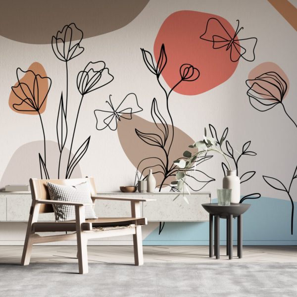 Boho Flowery Abstract Wall Mural Wallpaper