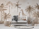Two Giraffe in The Jungle with Animals Wallpaper , Tropical Wallposter