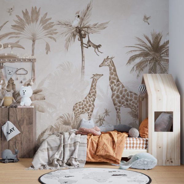 Two Giraffe Desing Wall Mural Wallpaper