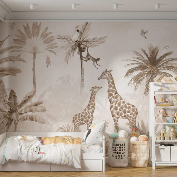 Two Giraffe Desing Wall Mural Wallpaper