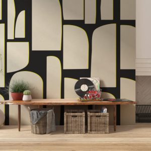 Abstract Design Peel and Stick Wallpaper , Bohemian Geometric Shapes Wall Mural
