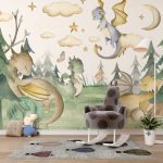 Baby Dinosaurs Kids Room Wallpaper , Peel and Stick Dino Wall Mural for Nursery Room