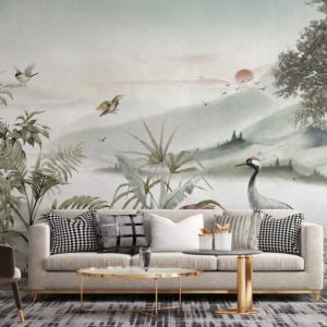 Mountains Landscape Wallpaper , Peel and Stick Lake Trees Wall mural