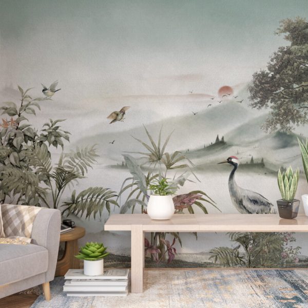 Mountains Landscape Wallpaper , Peel And Stick Lake Trees Wall Mural