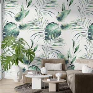 Watercolor Botanical Wallpaper , Big Leaves Plant Wallposter