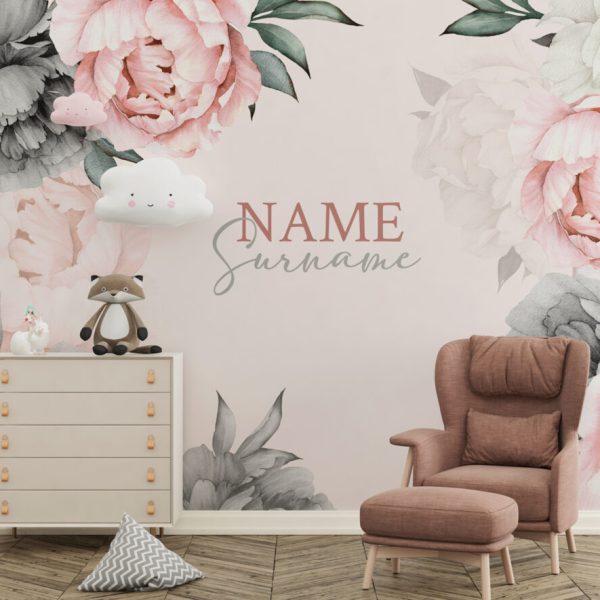 Flowery Wall Mural , Floral Nursery Room Wallpaper