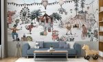Circus Wallpaper for Kids Room , Bear and Dolphin Nursery Mural