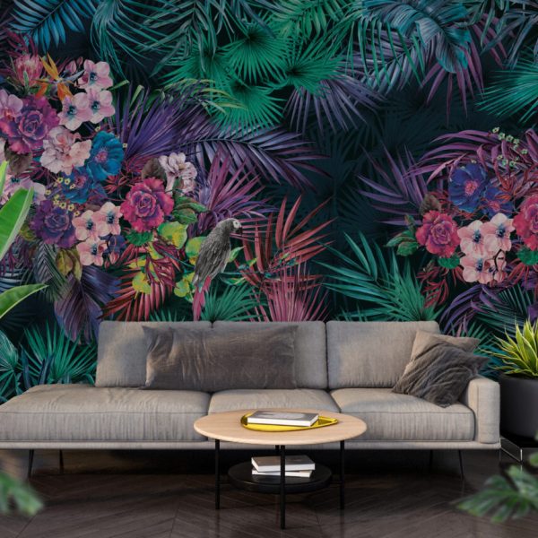 Colorful Tropical Botanic Wallpaper , Wild Jungle Wall Mural