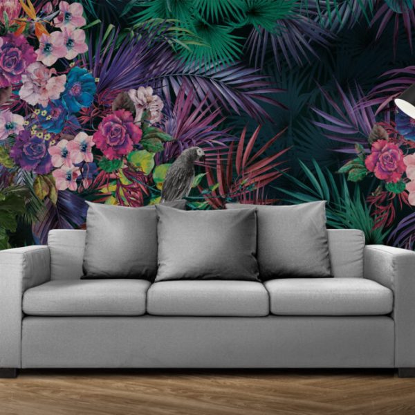 Colorful Tropical Botanic Wallpaper , Wild Jungle Wall Mural