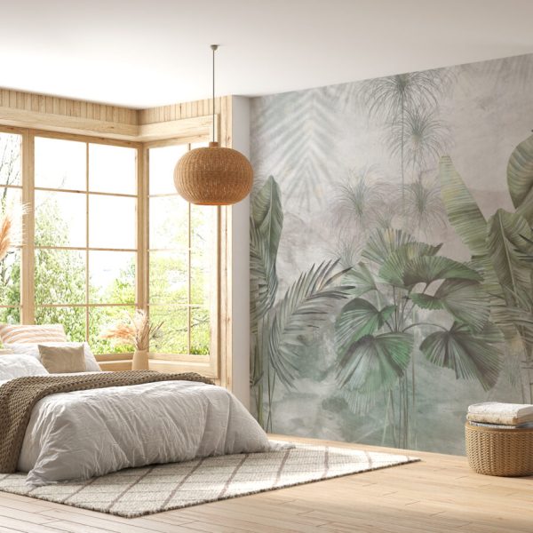 Big Tropical Leaves Living Room Wallpaper