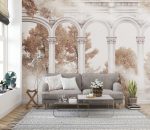 Arch Columns Wallpaper , Peel and Stick Trees Jungle Wall Mural