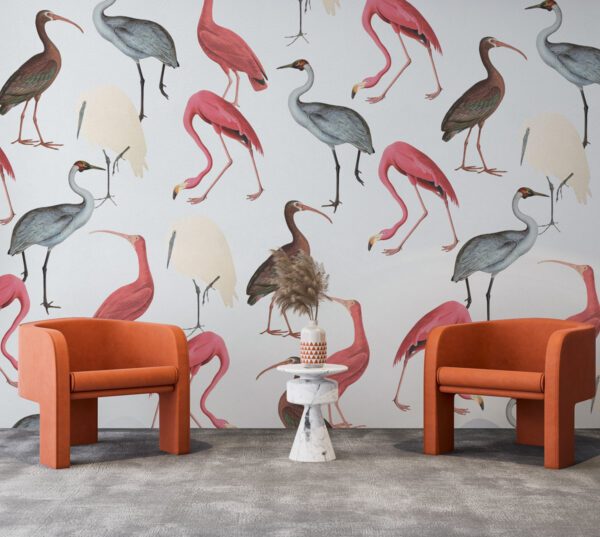 Flamingo Pattern Wallpaper , Diffirent Flamingos Wall Mural