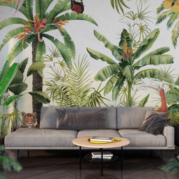 Tropical Leaves Jungle Wallpaper Peel And Stick Palms And Trees Rain Forest Wall Mural Amazon Jungle Rain Forest Wallpaper