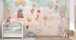 Flying Baloons Carrying Animals Mural