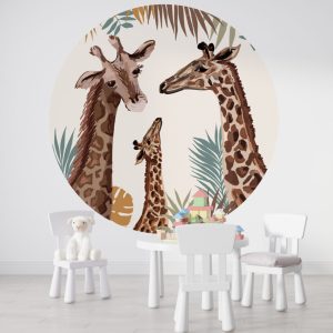 Wall Decal Giraffes Round For Nursery