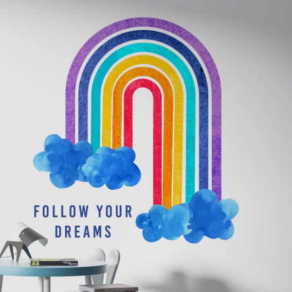 Wall Decal Rainbow And Blue Clouds Sticker
