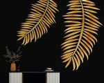 Wall Decal Leaf Sticker In Gold Tones