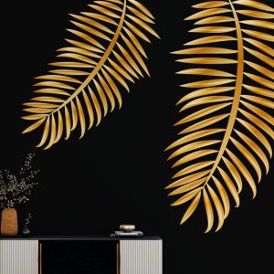 Wall Decal Leaf Sticker In Gold Tones