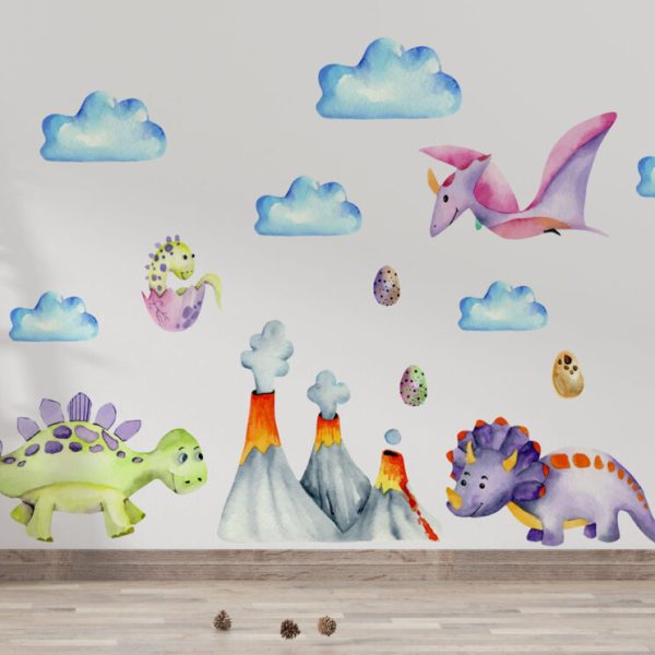 Wall Decal Clouds And Dinosaurs Sticker