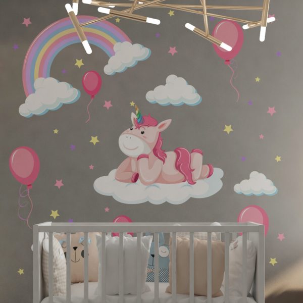 Wall Decal Rainbow And Unicorn Nursery Decal