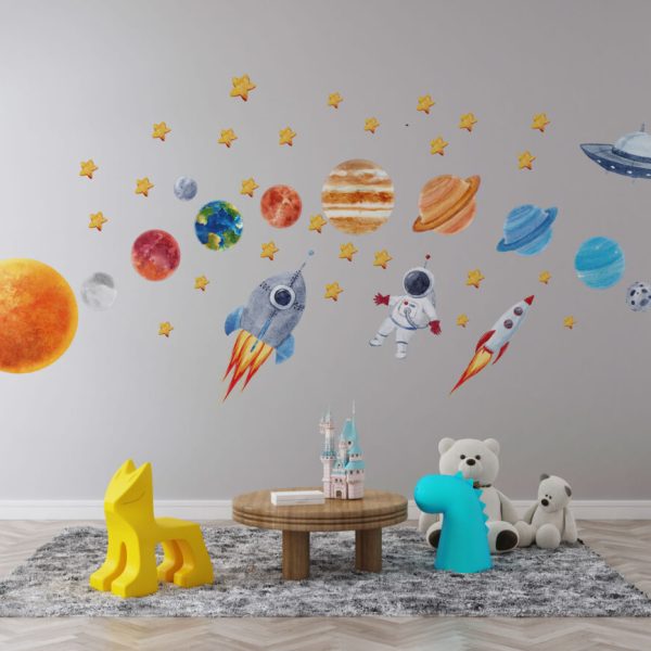 Wall Decal Astronaut And Planets In Space
