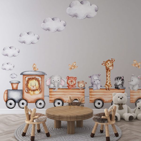 Wall Decal Animals On The Train Sticker